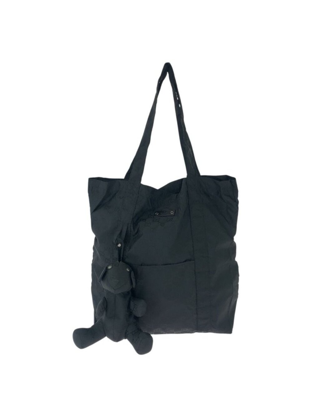 Gucci GG Pattern Teddy Bear Packable Black Nylon Tote